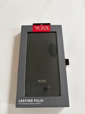 Tumi Leather Folio Case for the Samsung Galaxy Note 5 Cover Black New